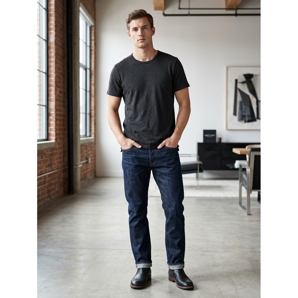 Rag & Bone Mens Classic Cotton Slub Jersey Crewneck T-Shirt Black Size M